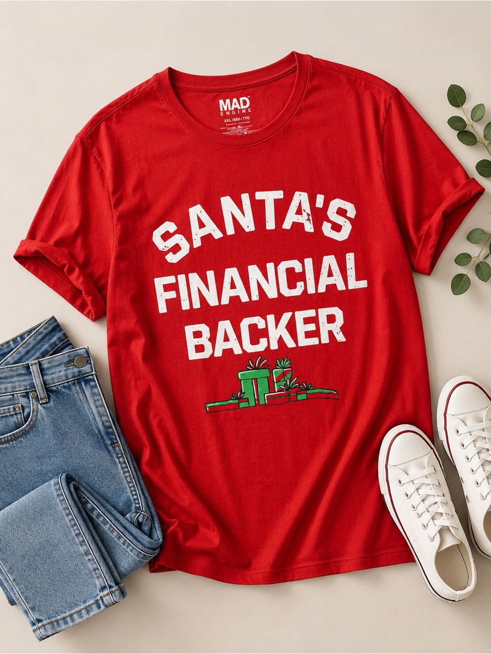 MAD Engine Red "Santa's Financial Backer" Holiday T-Shirt